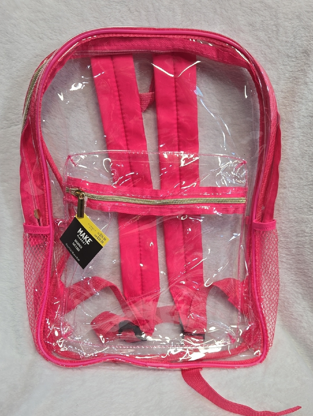 Make Market Kids Clear Pink Backpack with Gold Zipper 15x11